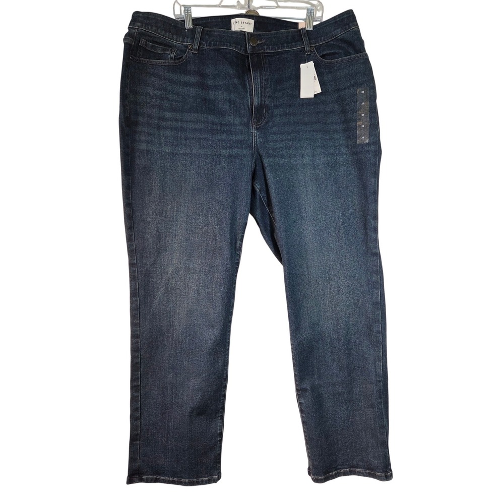 NWT Lane‎ Bryant Curvy Fit Straight High-Rise Jeans Dark Wash Plus Size 26 reg